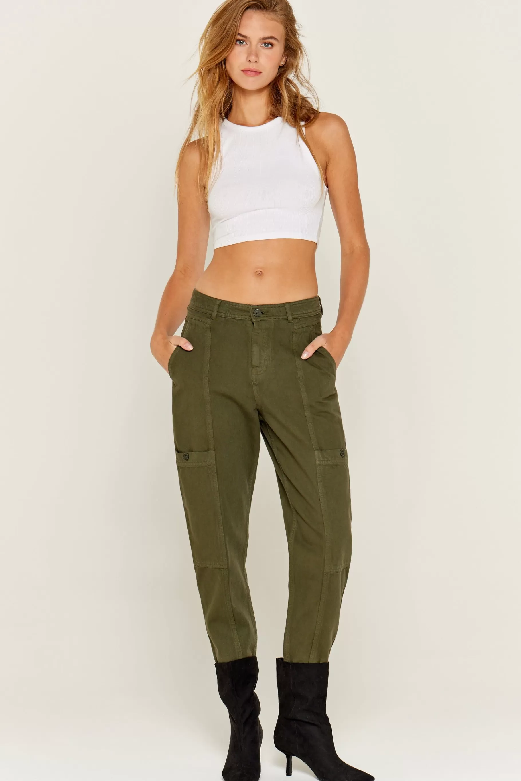 Pants-Five Jeans 1 Marguerite Boyish Trousers Khaki