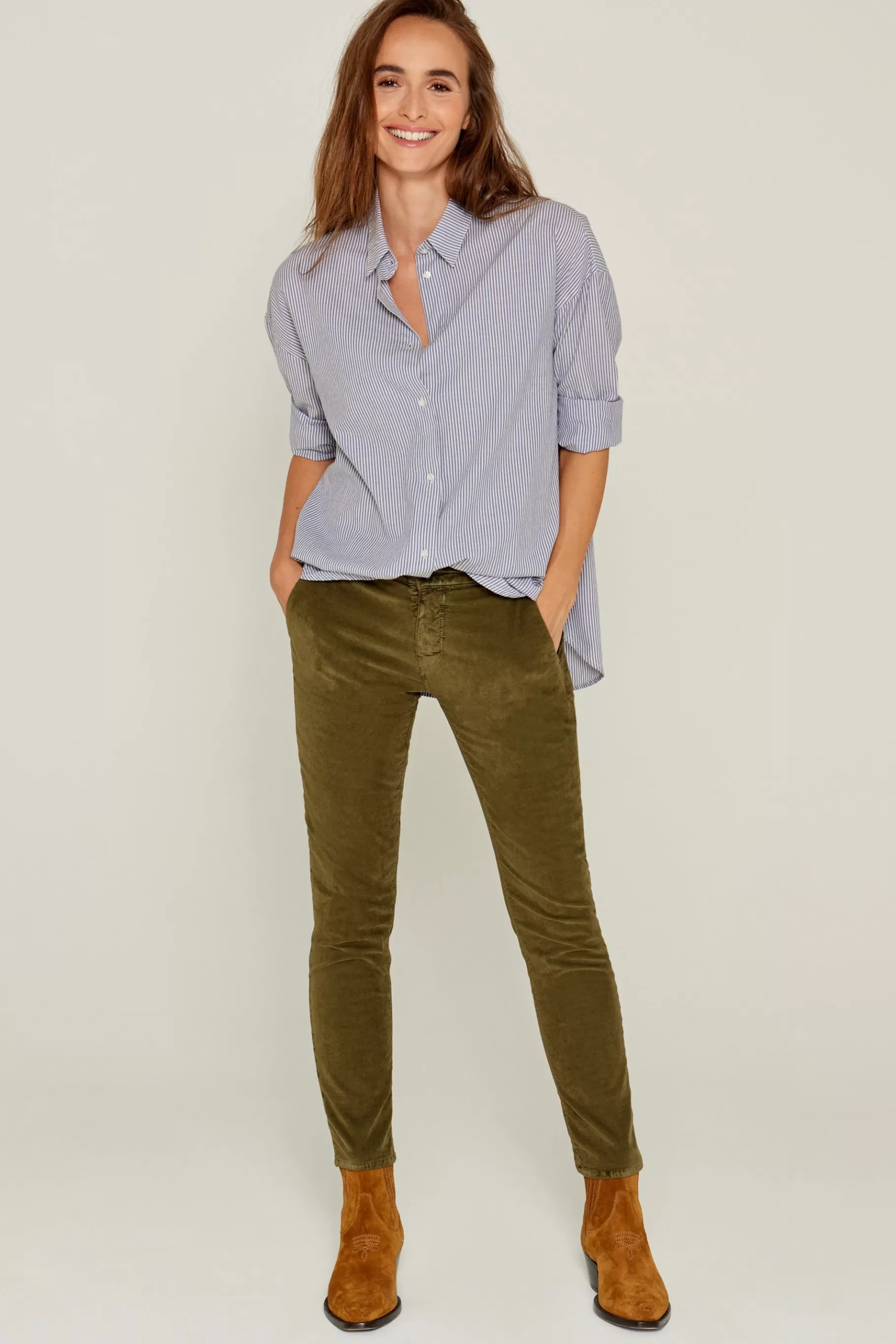 Pants-Five Jeans 360 Cathy Cigarette Trousers Khaki