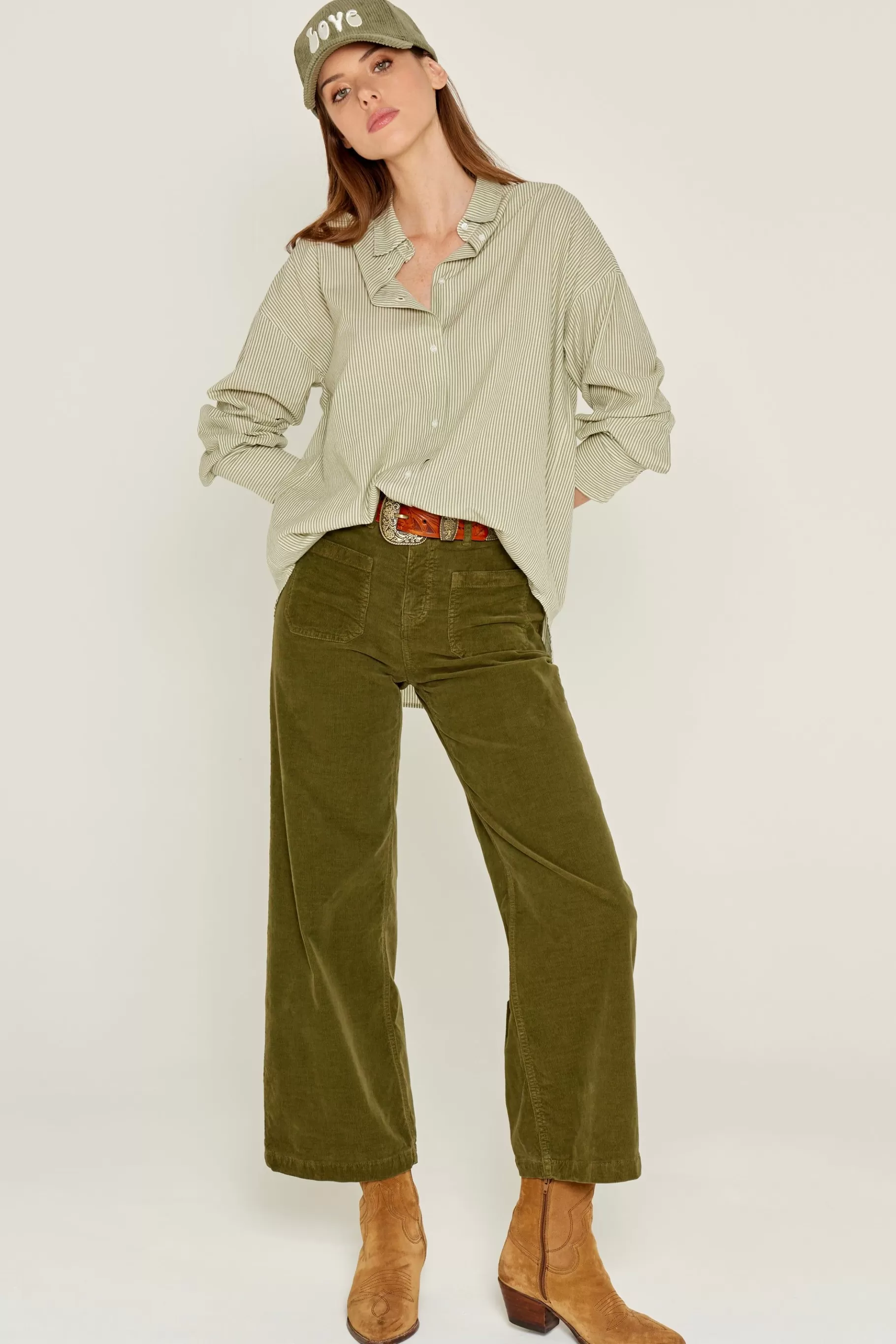 Pants-Five Jeans 380 Lucia Wide Pants Khaki