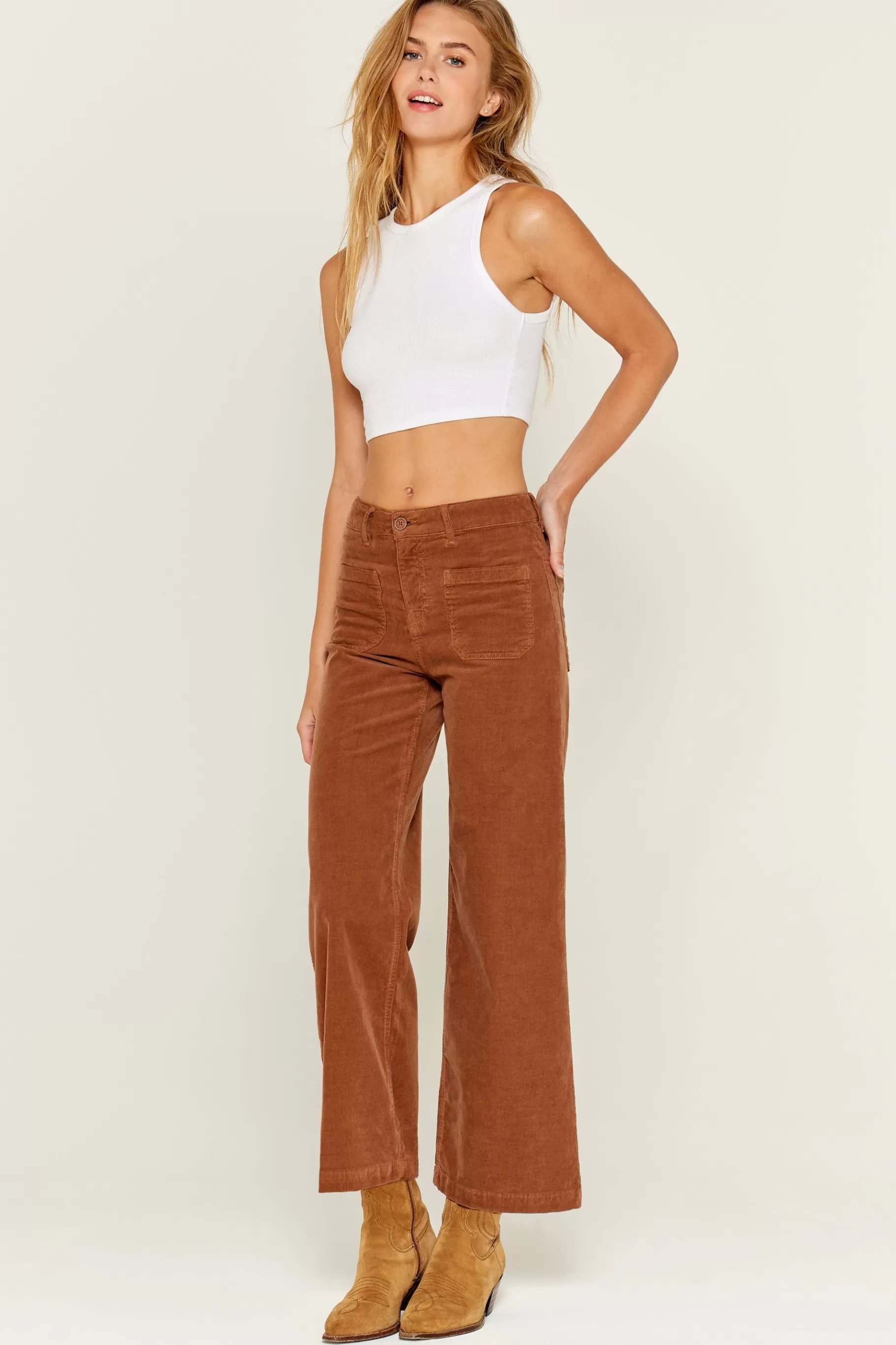 Pants-Five Jeans 380 Lucia Wide Trousers Pain Brule