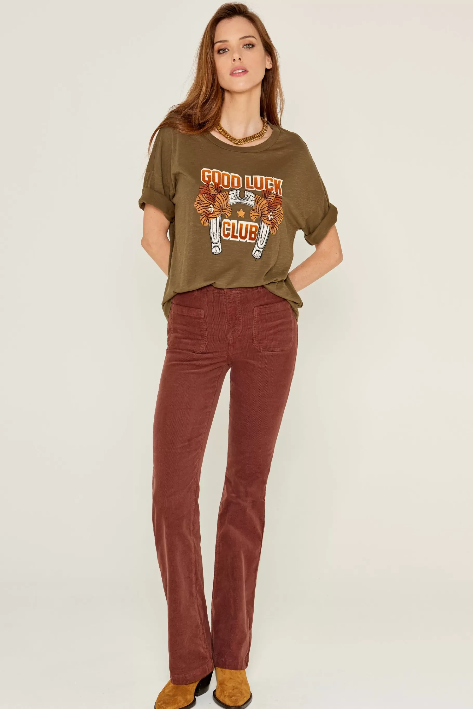 Pants-Five Jeans 380 Luna Flare Pants Chocolate