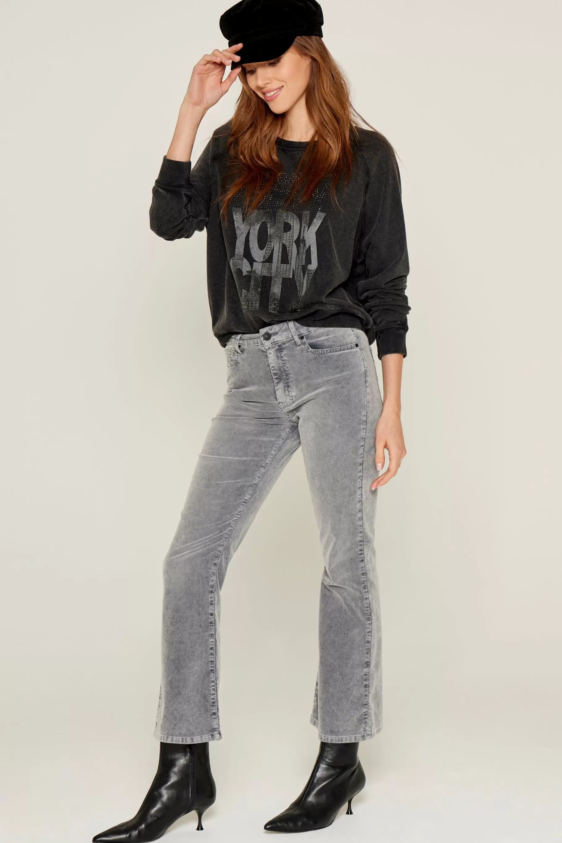 Pants-Five Jeans 597 Maylan Flare Cropped Trousers Carbon