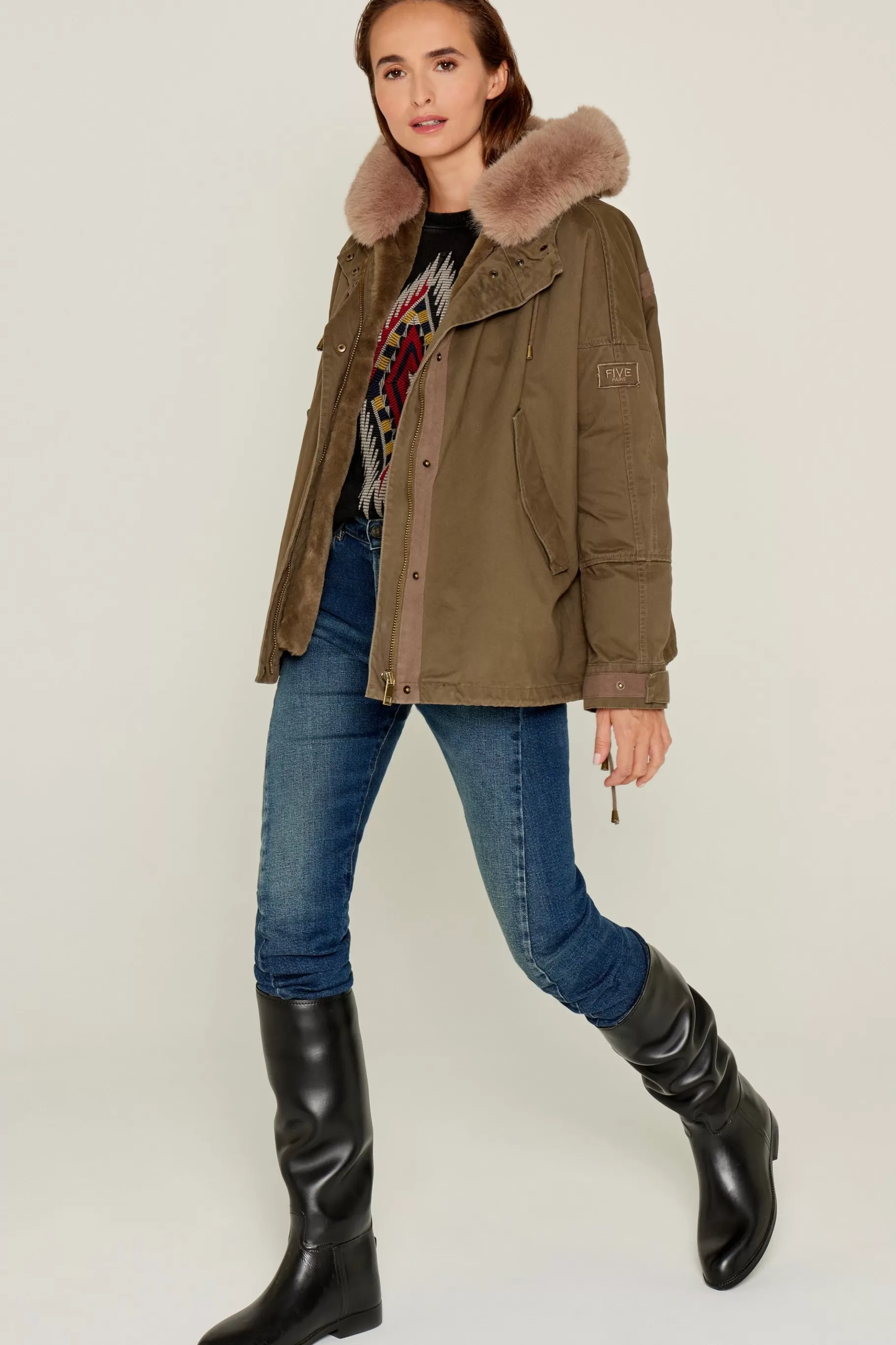 Parkas-Five Jeans A Andine Parka Khaki