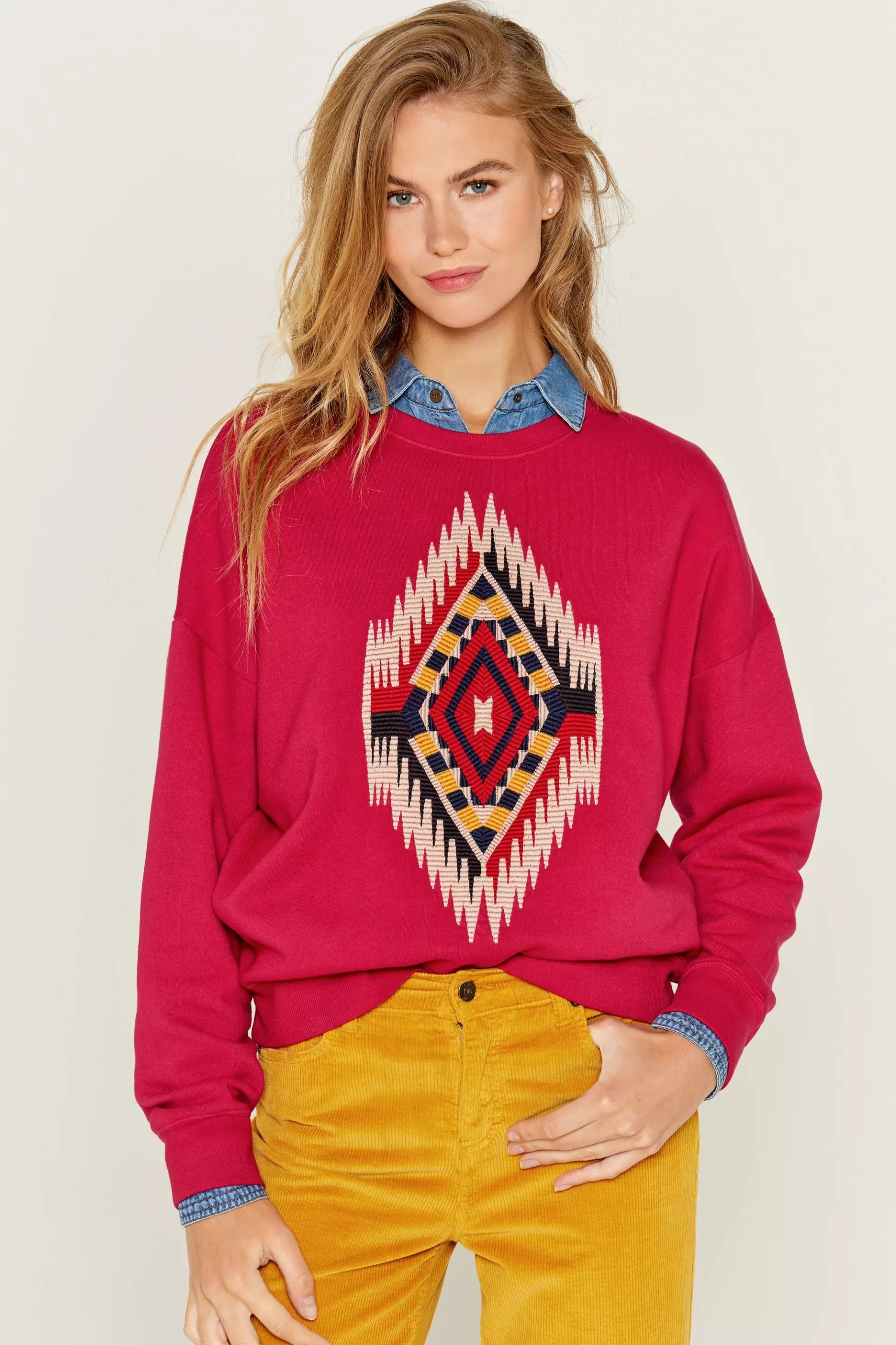 Sweatshirts-Five Jeans Aya Weat Hirt Ra Pberry