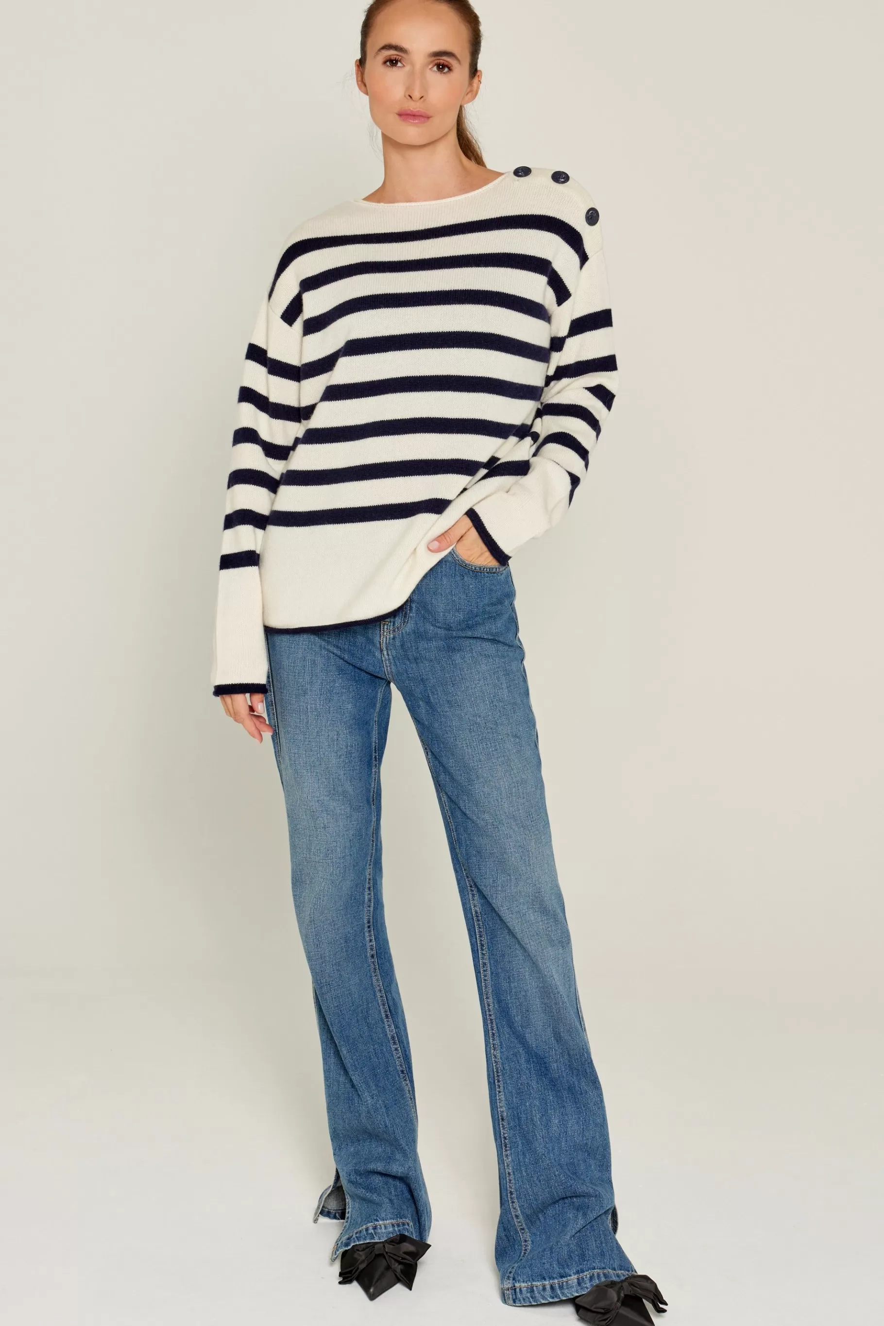 Jumpers And Vests-Five Jeans Navy Weater Ecru