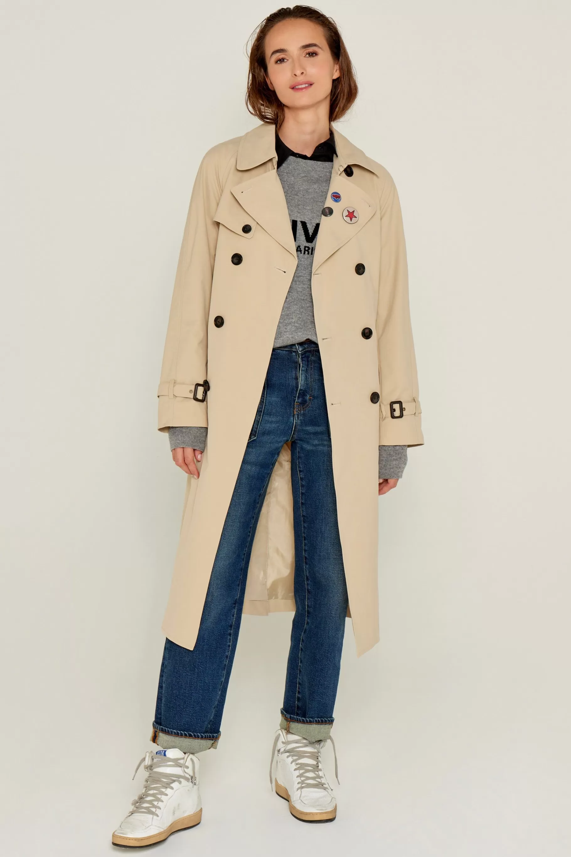 Coats-Five Jeans Tatiana Trench Beige