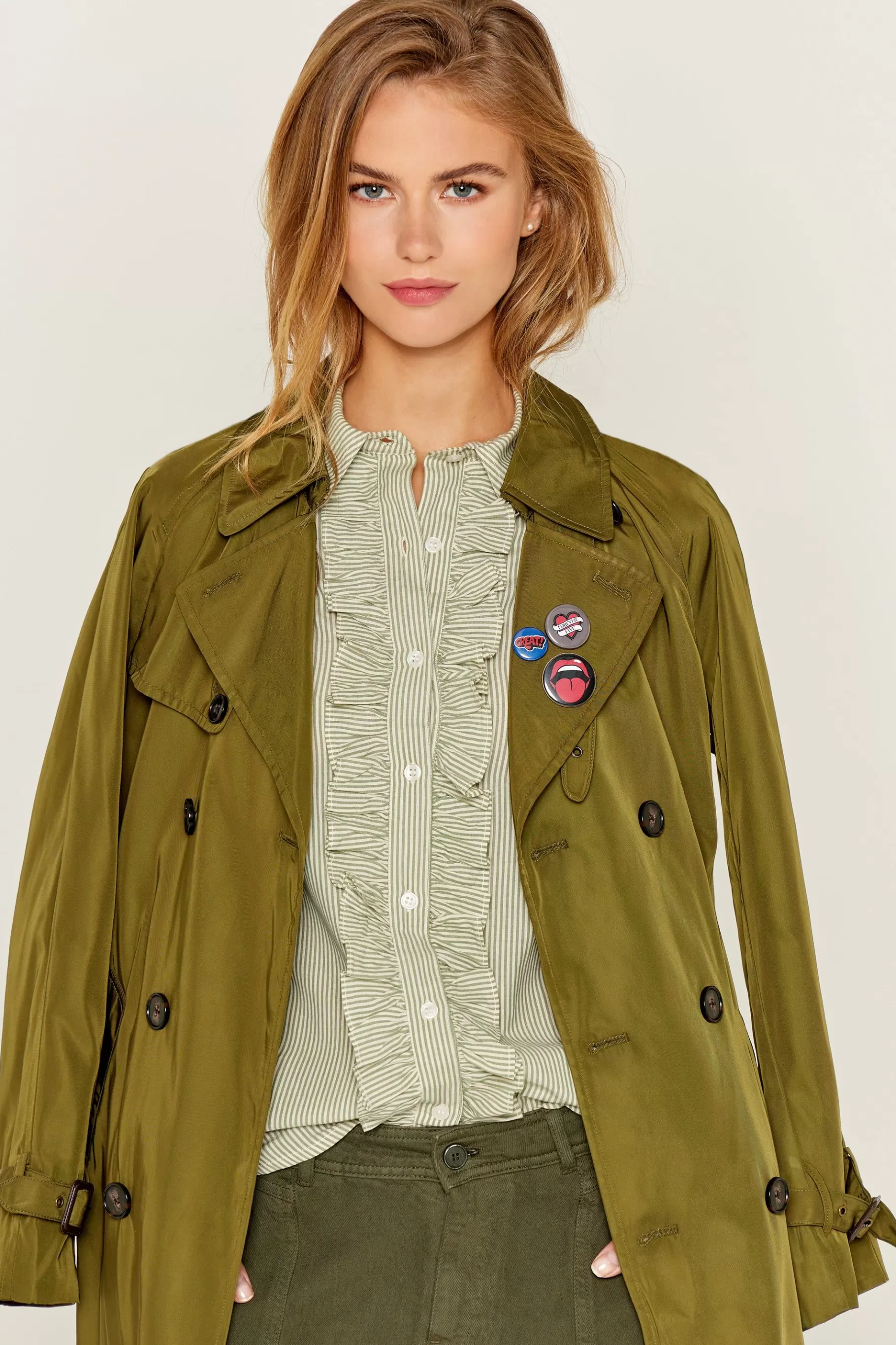 Coats-Five Jeans Tatiana Trench Khaki