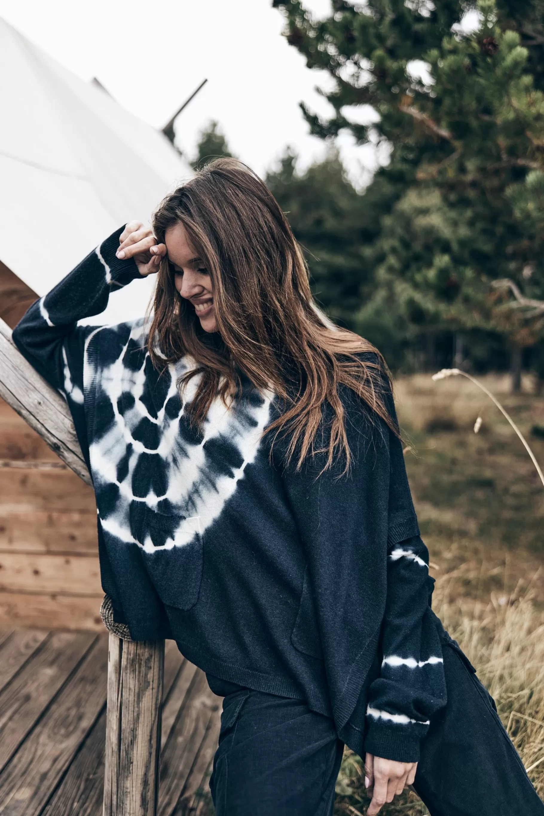 Jumpers And Vests-Five Jeans Tie & Dye Poncho Navy