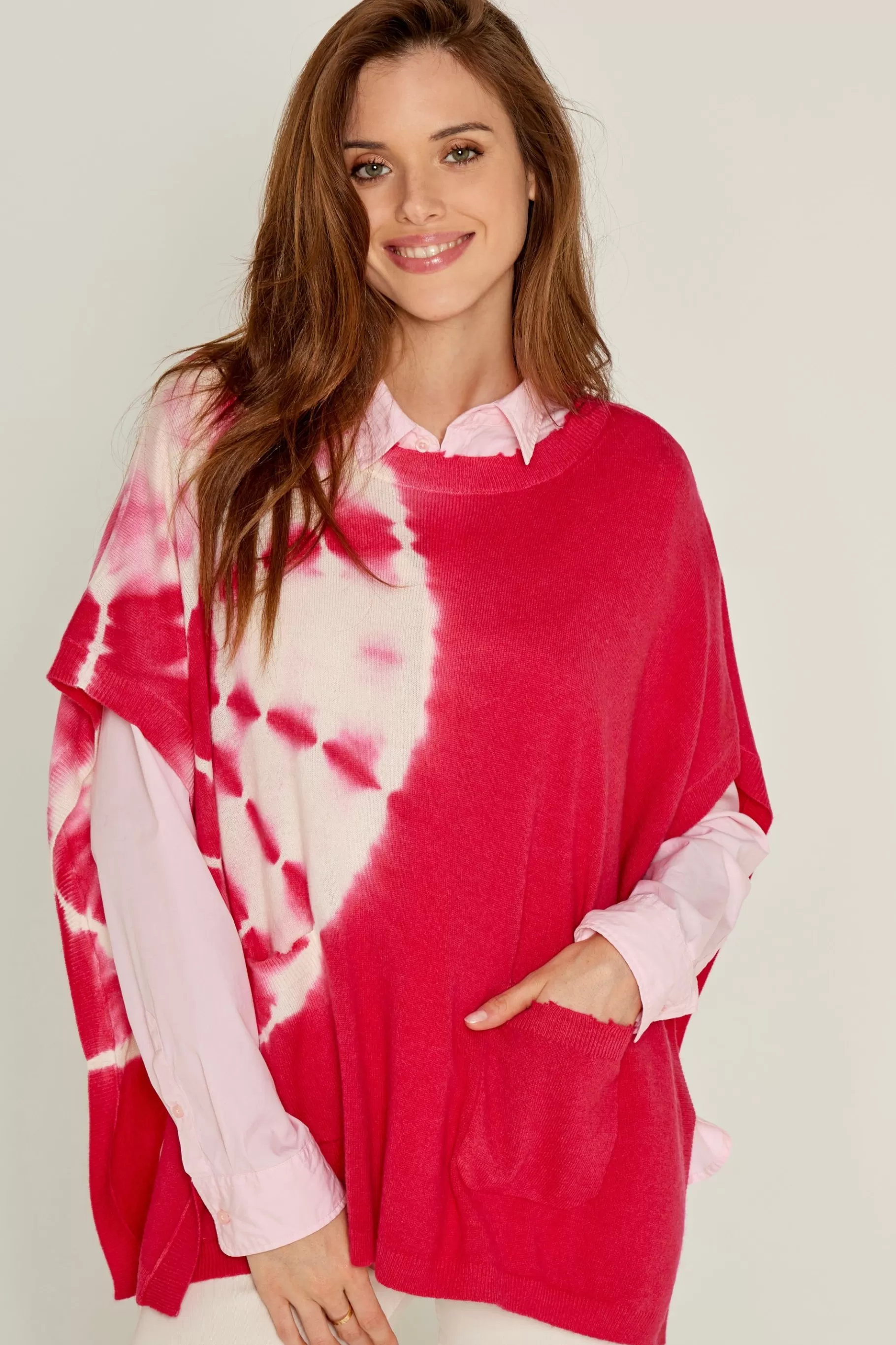 Jumpers And Vests-Five Jeans Tie & Dye Poncho Ra Pberry